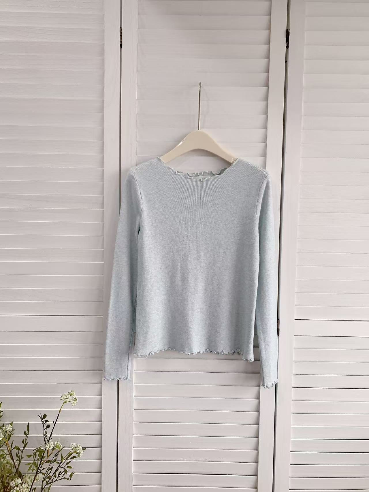 HELLO MILK TEE- 85985 木耳邊上衣