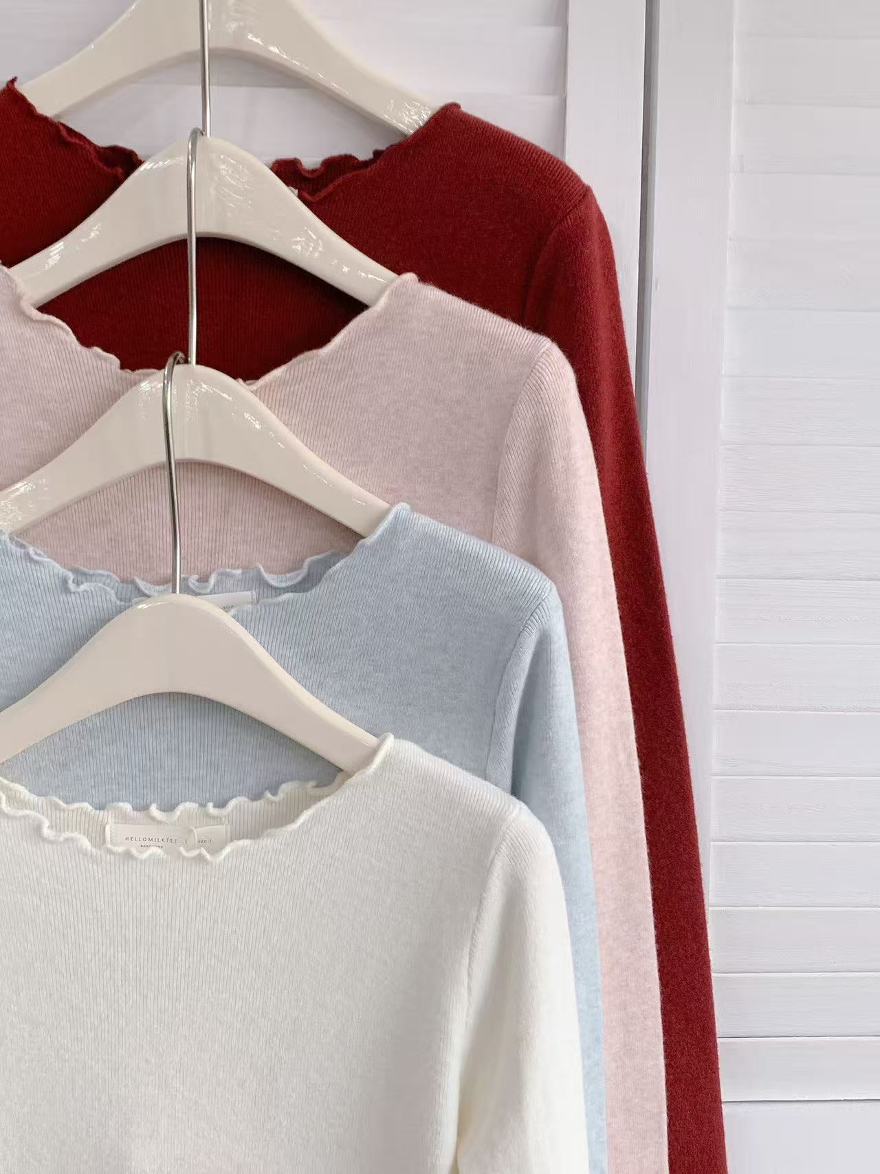 HELLO MILK TEE- 85985 木耳邊上衣