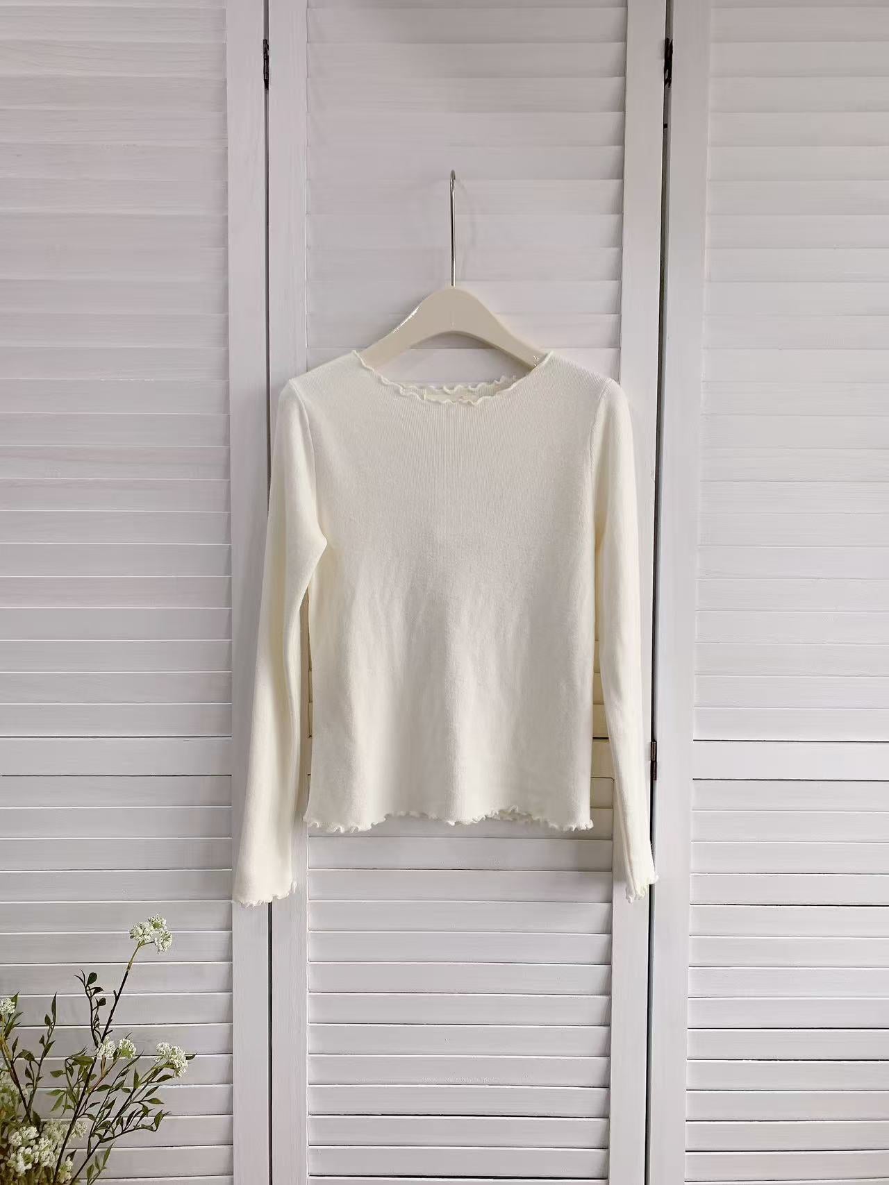 HELLO MILK TEE- 85985 木耳邊上衣