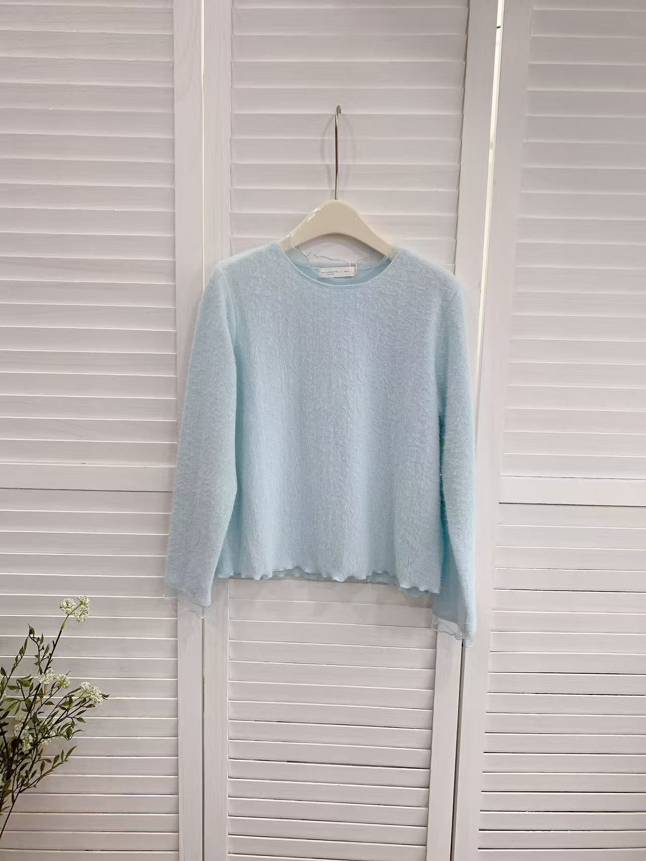 HELLO MILK TEE- 86004 拼接紗邊衫