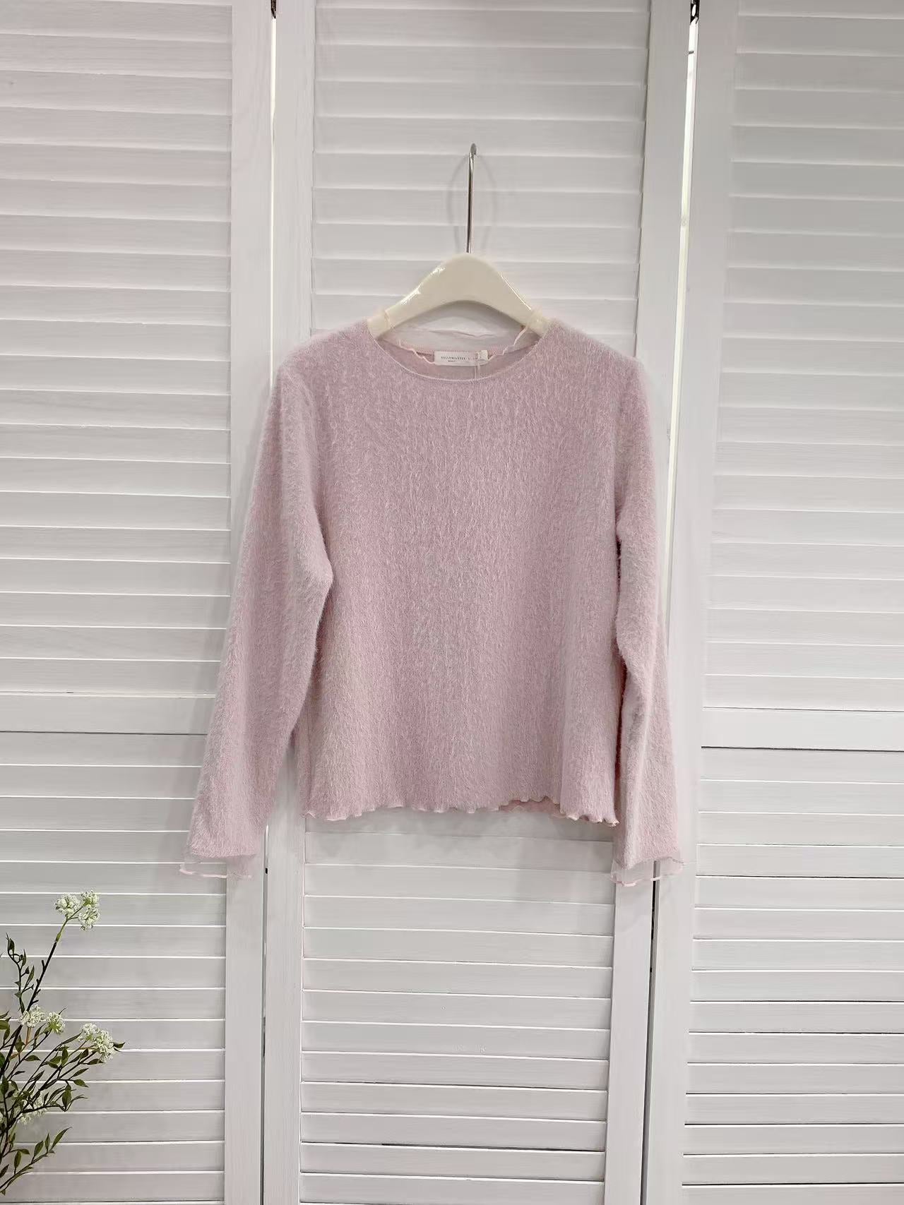 HELLO MILK TEE- 86004 拼接紗邊衫