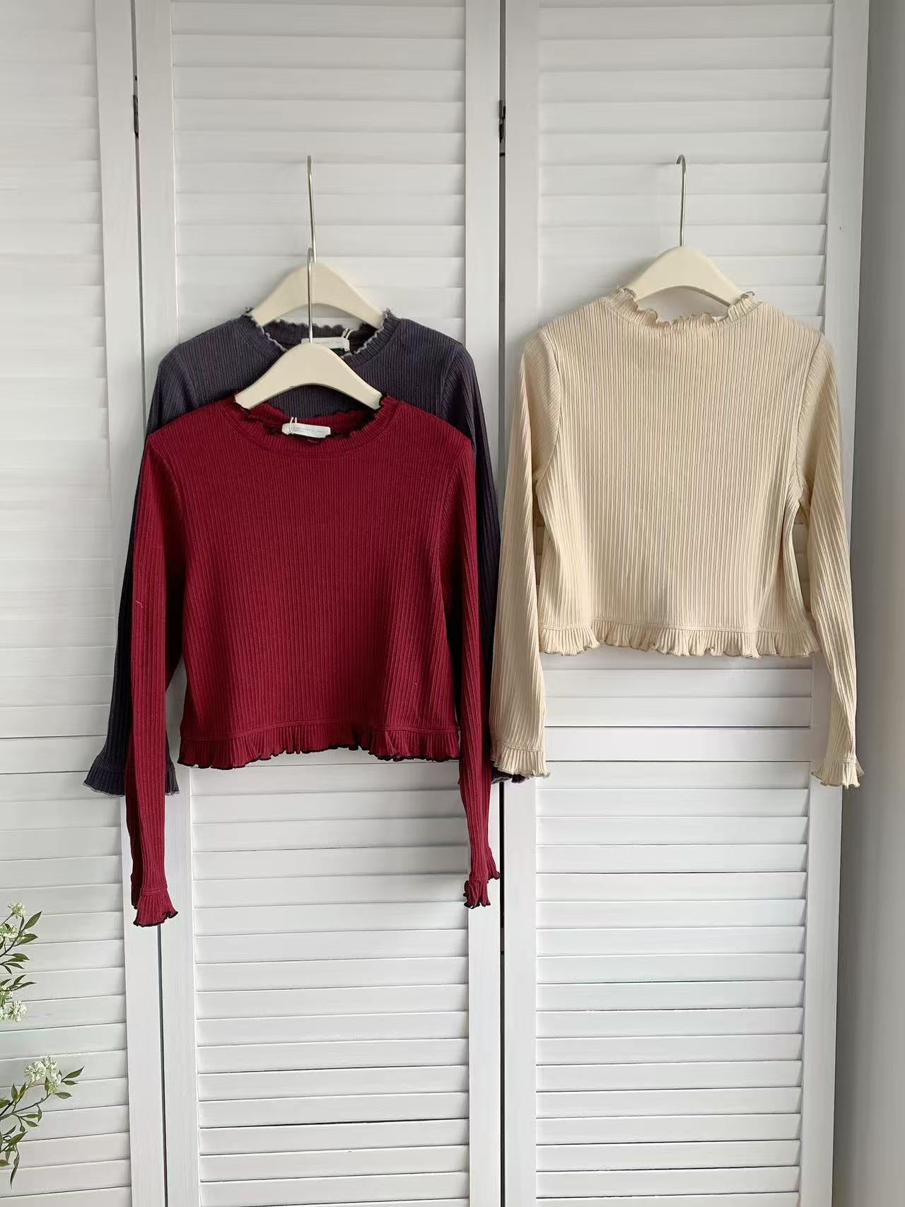 HELLO MILK TEE- 86001 木耳邊上衣