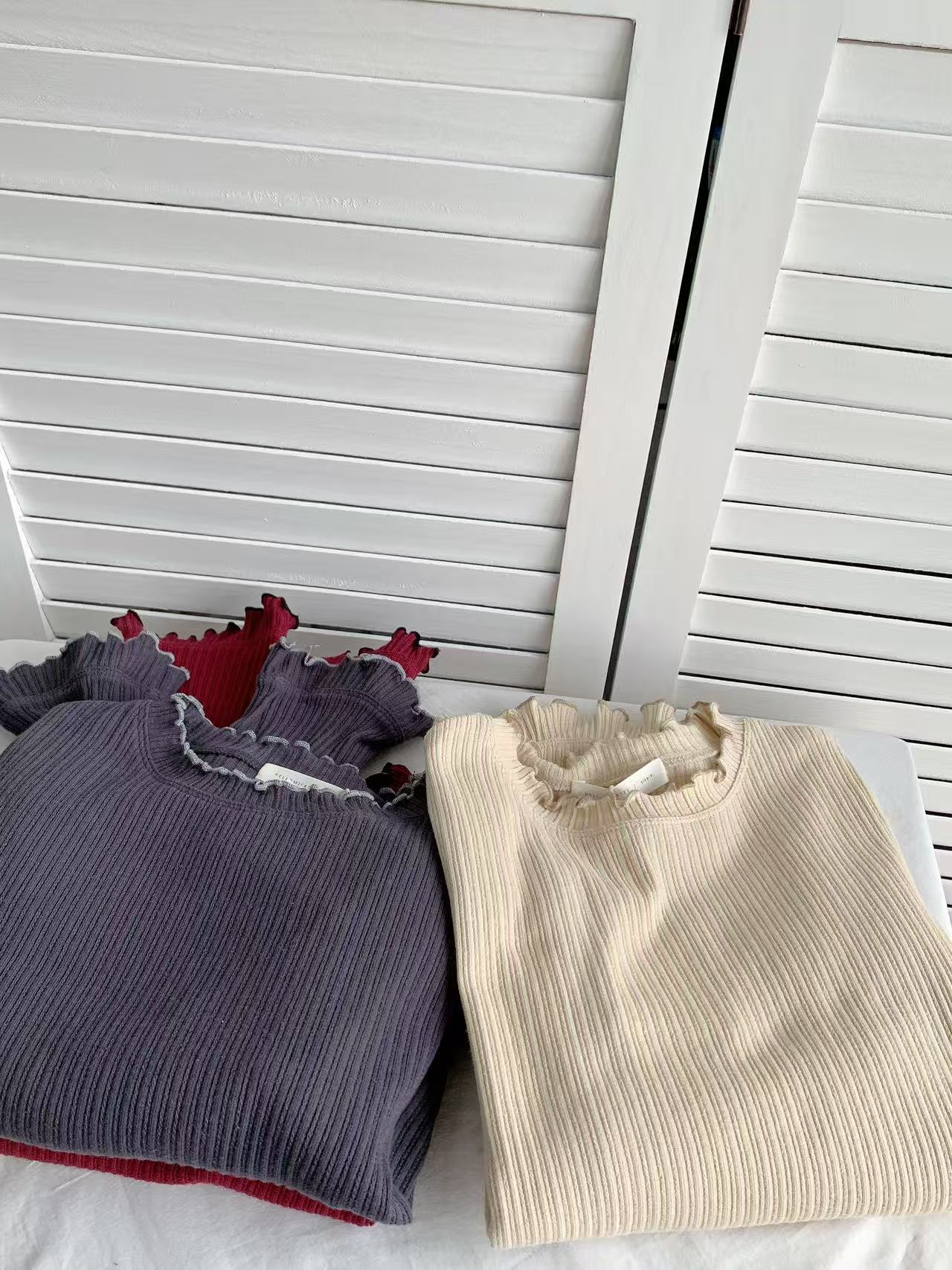 HELLO MILK TEE- 86001 木耳邊上衣