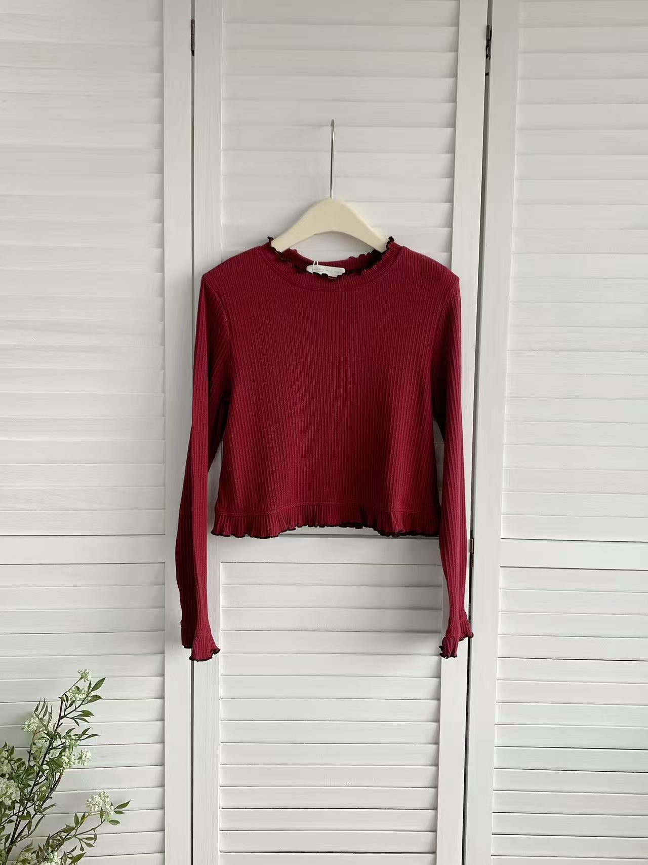 HELLO MILK TEE- 86001 木耳邊上衣