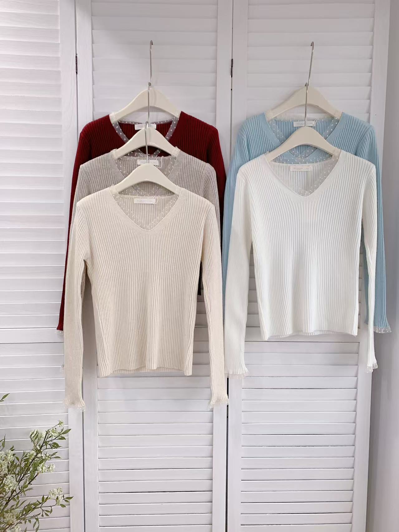 HELLO MILK TEE- 85976 拼接花邊衫