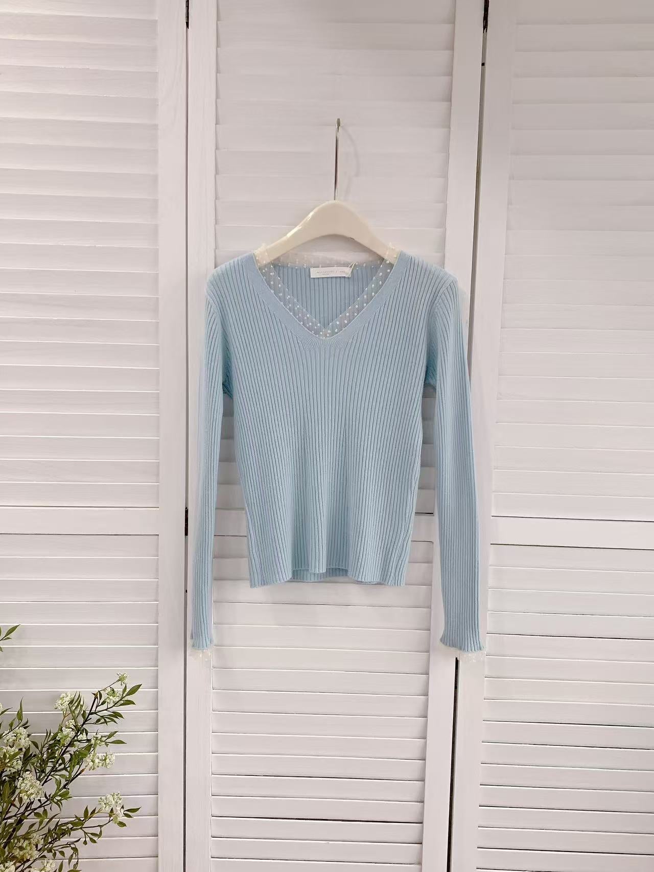 HELLO MILK TEE- 85976 拼接花邊衫