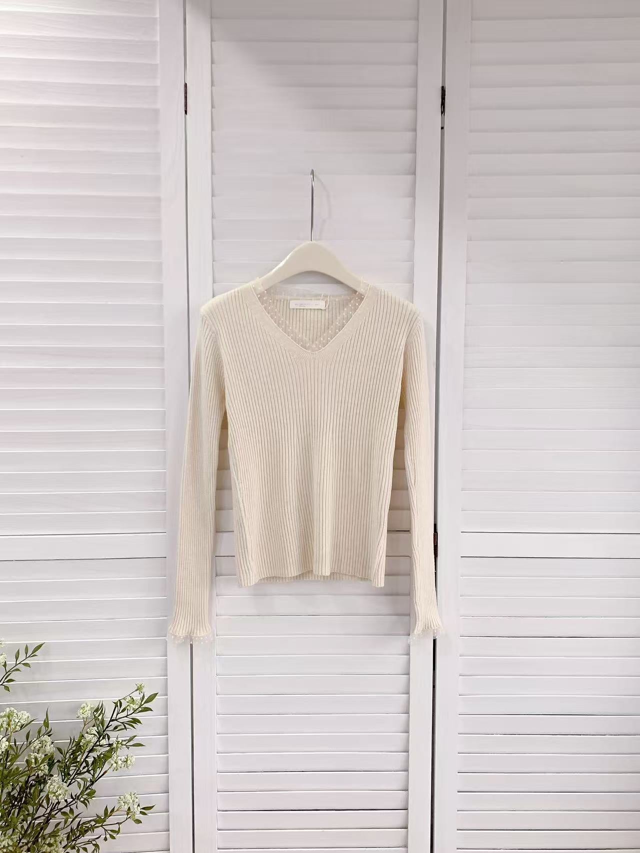 HELLO MILK TEE- 85976 拼接花邊衫