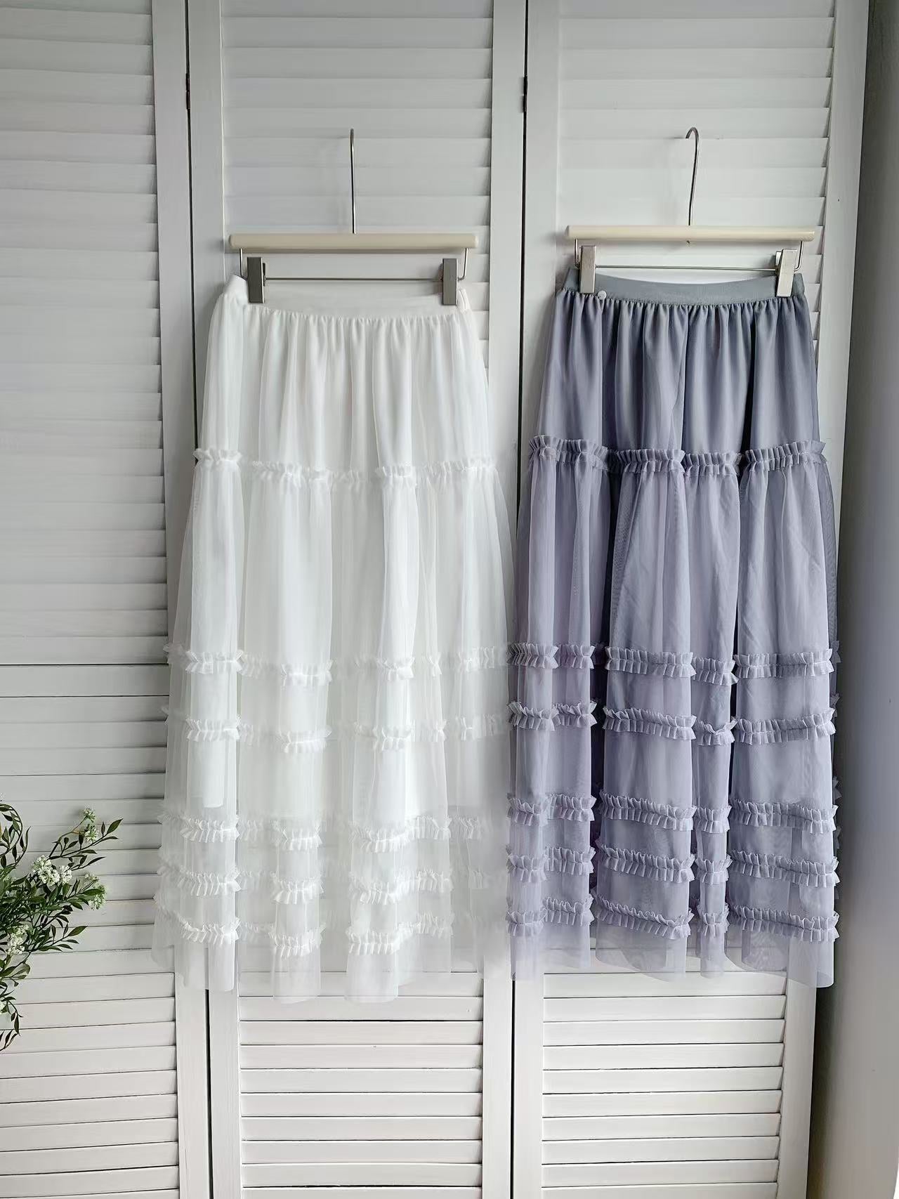 HELLO MILK TEE- 86053 網紗半裙