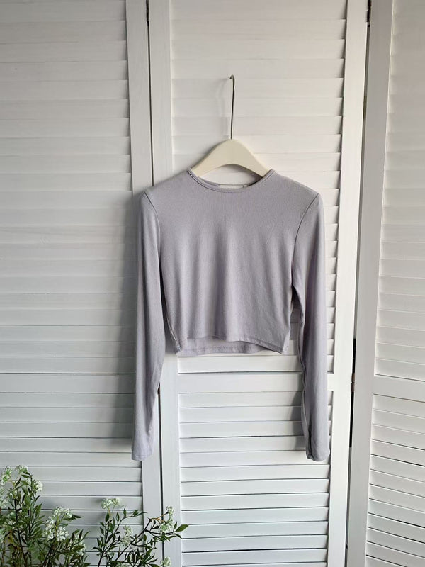 HELLO MILK TEE- 86023 簡約後背小蝴蝶結上衣