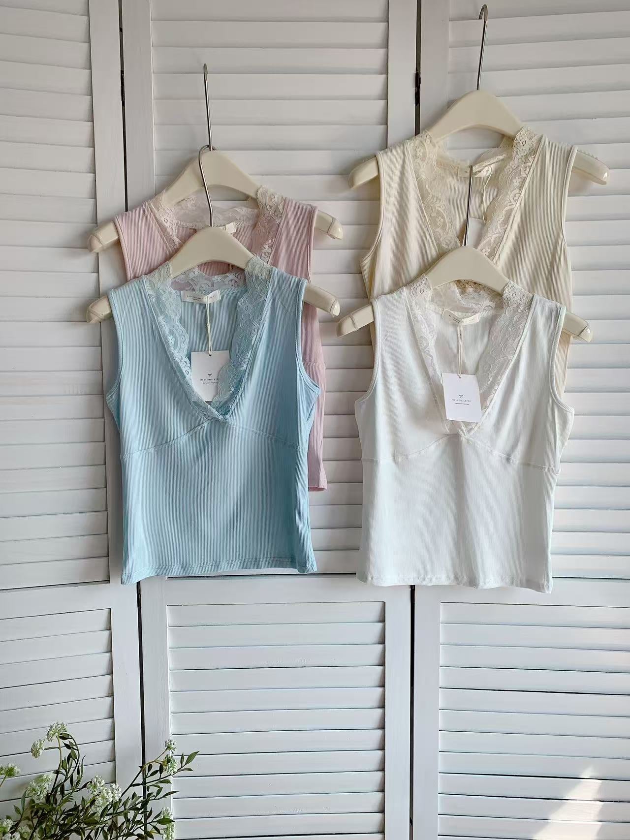 HELLO MILK TEE- 86112 蕾絲背心