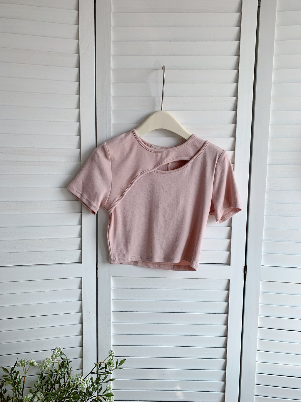 HELLO MILK TEE- 86030 圓領鏤空衫