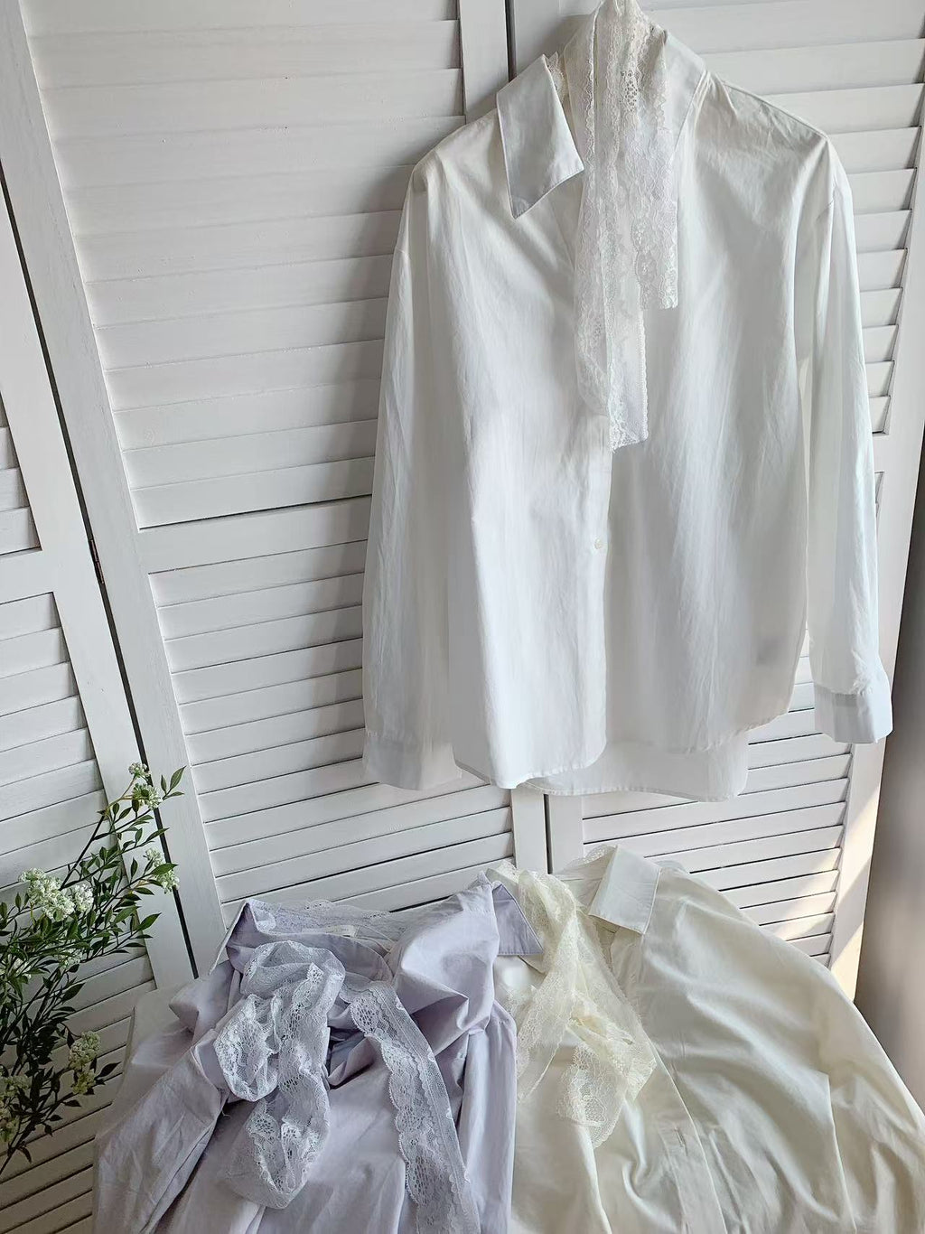 HELLO MILK TEE- 86114 飄帶襯衫