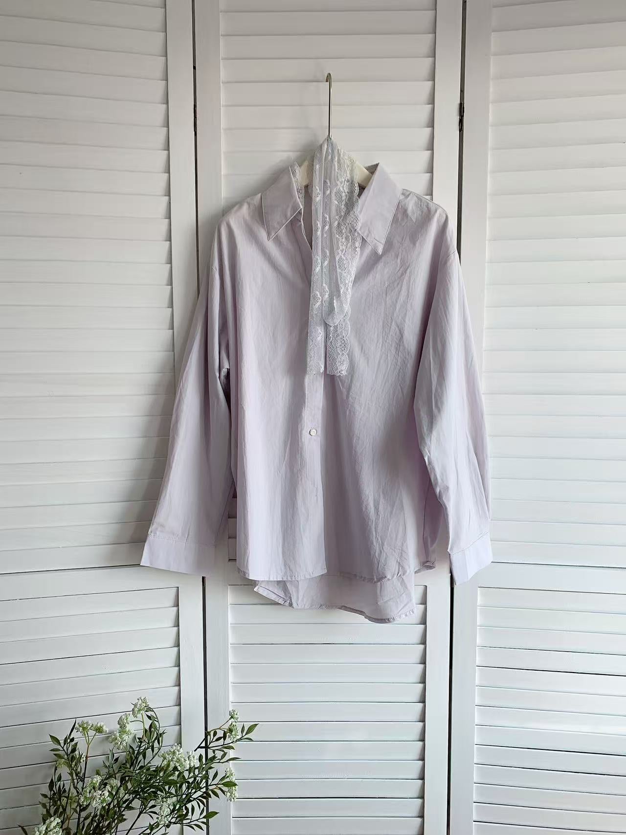 HELLO MILK TEE- 86114 飄帶襯衫