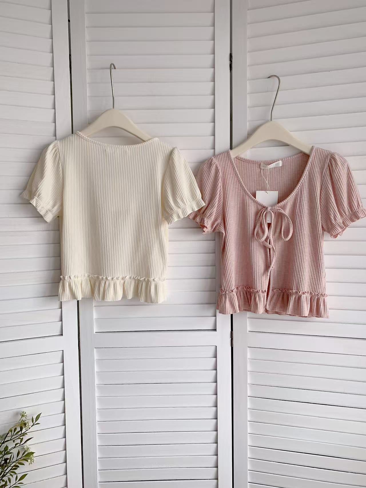 HELLO MILK TEE- 86122 綁繩小衫