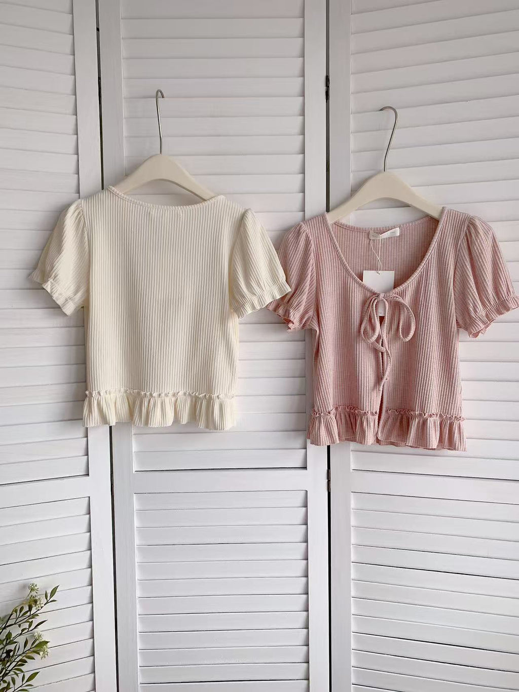 HELLO MILK TEE- 86122 綁繩小衫