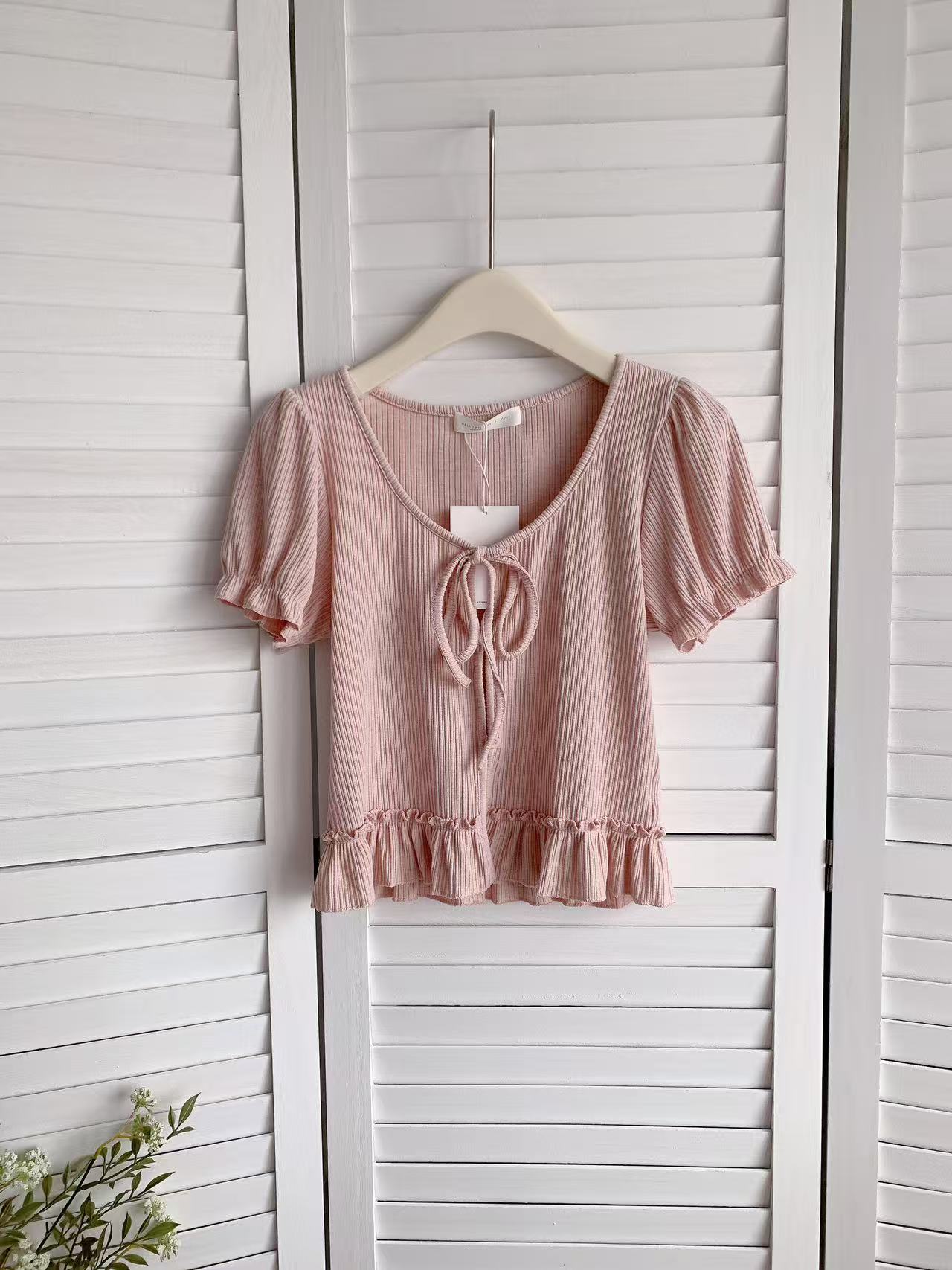 HELLO MILK TEE- 86122 綁繩小衫