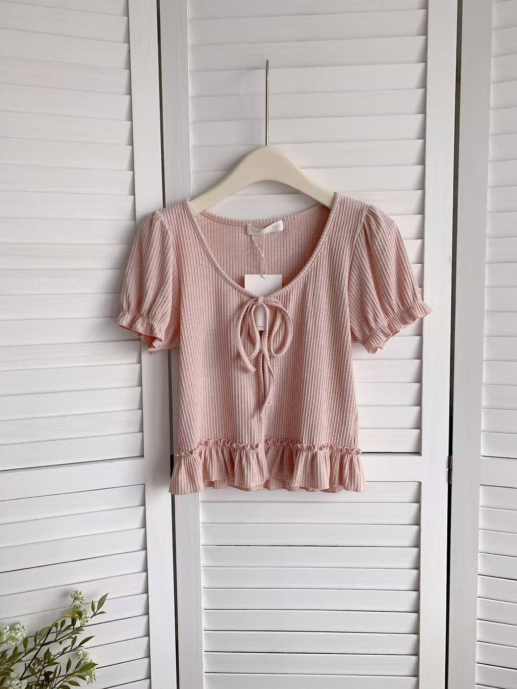 HELLO MILK TEE- 86122 綁繩小衫