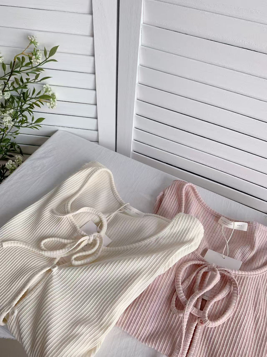 HELLO MILK TEE- 86122 綁繩小衫