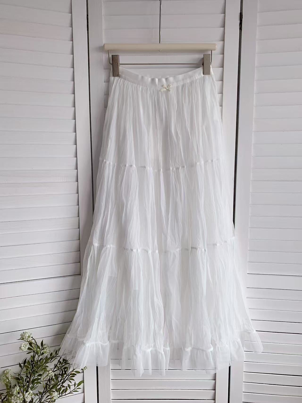 HELLO MILK TEE- 86153 網紗半裙