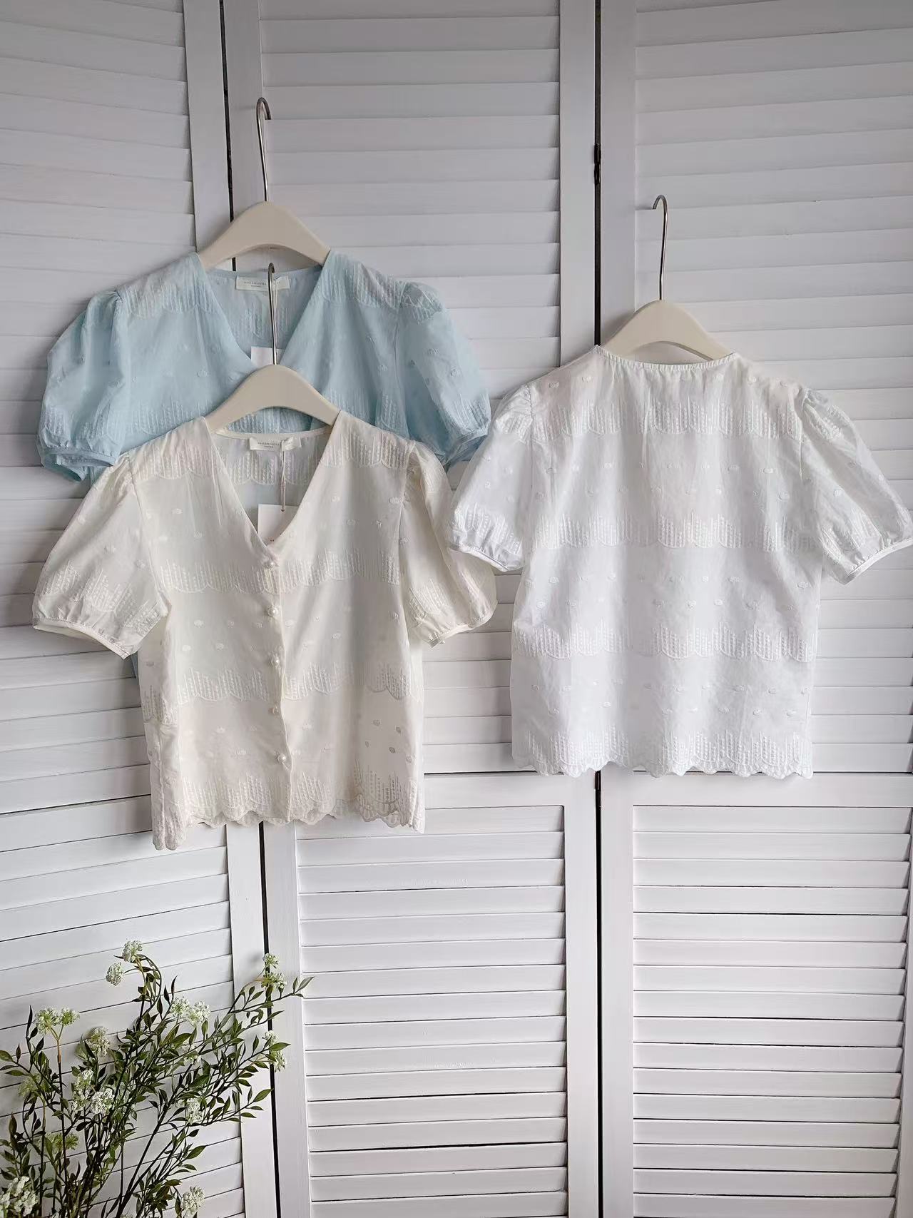 HELLO MILK TEE- 86091 排扣上衣