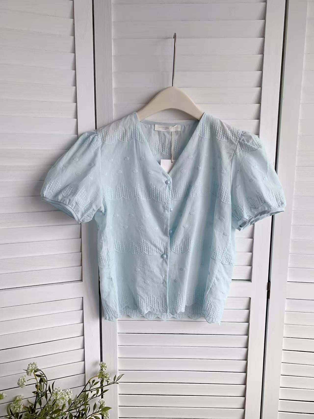 HELLO MILK TEE- 86091 排扣上衣