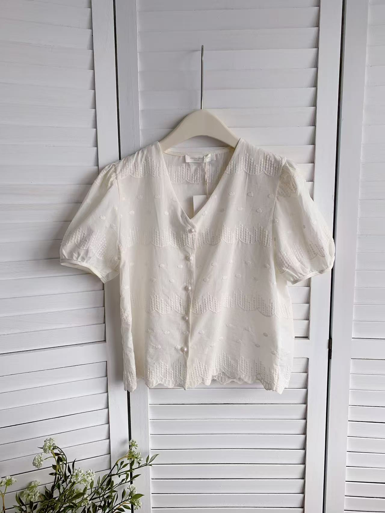 HELLO MILK TEE- 86091 排扣上衣