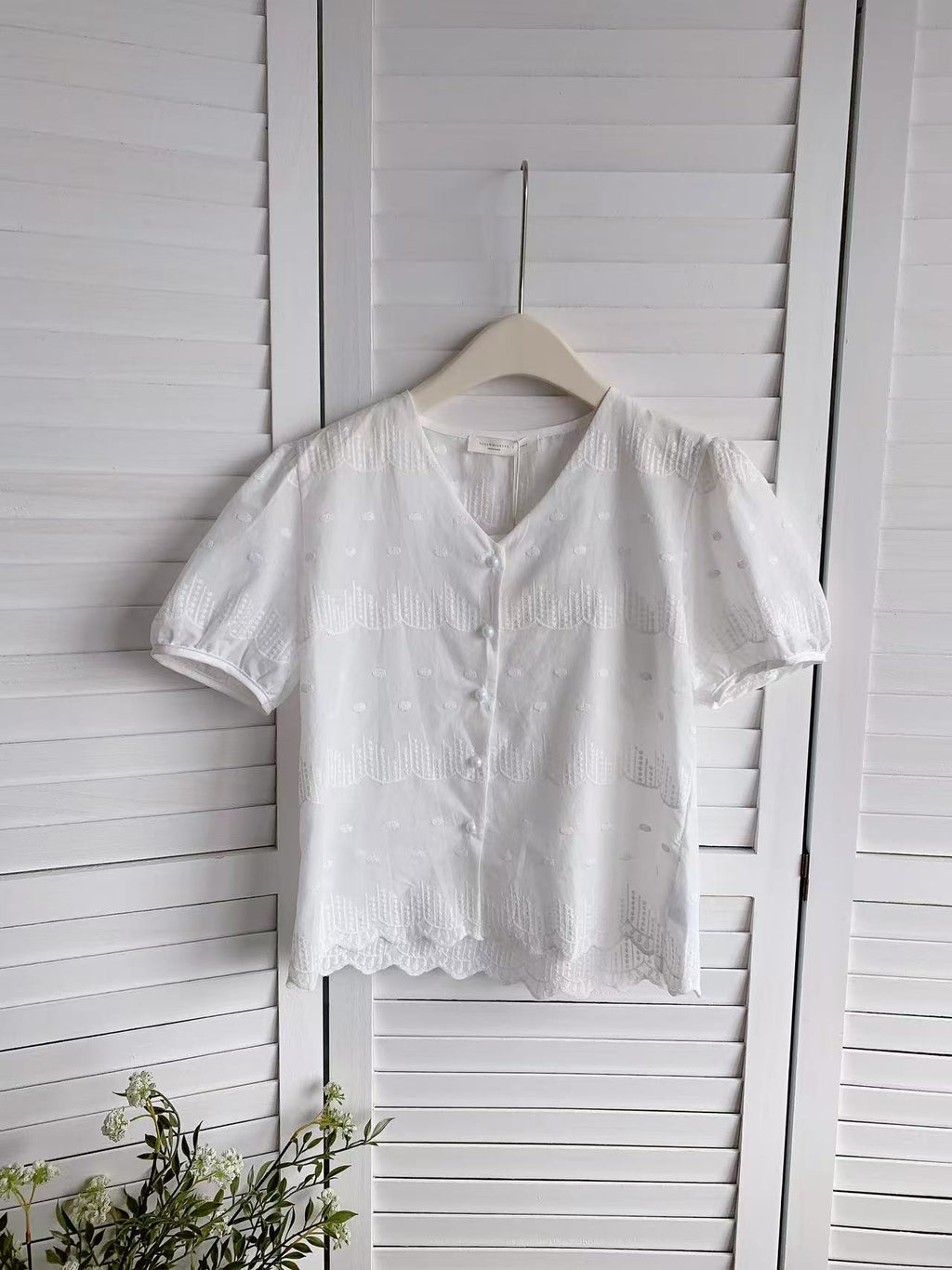 HELLO MILK TEE- 86091 排扣上衣