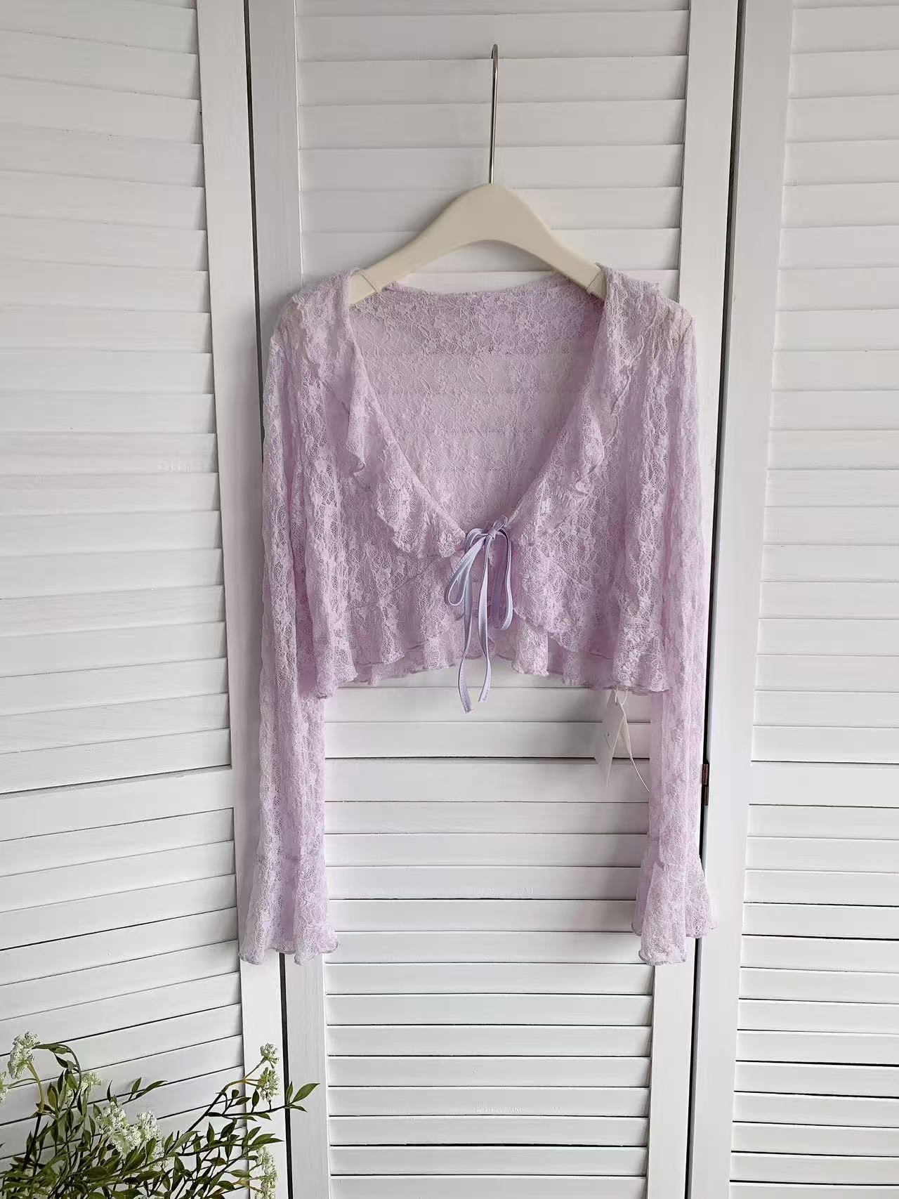 HELLO MILK TEE- 86102 荷葉邊上衣