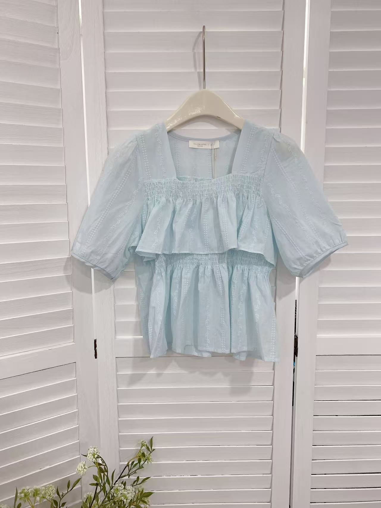 HELLO MILK TEE- 86093 荷葉邊小衫