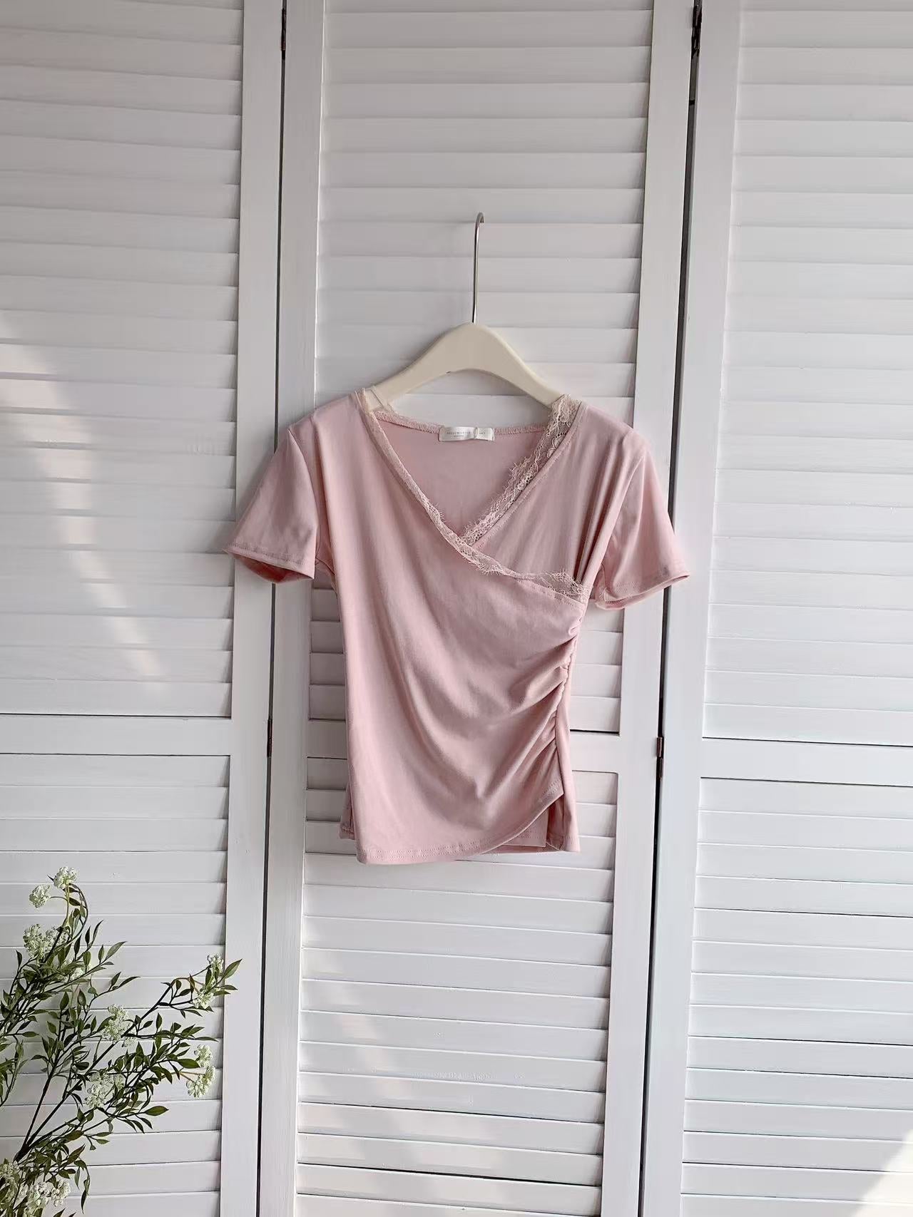 HELLO MILK TEE- 86146 V領小衫