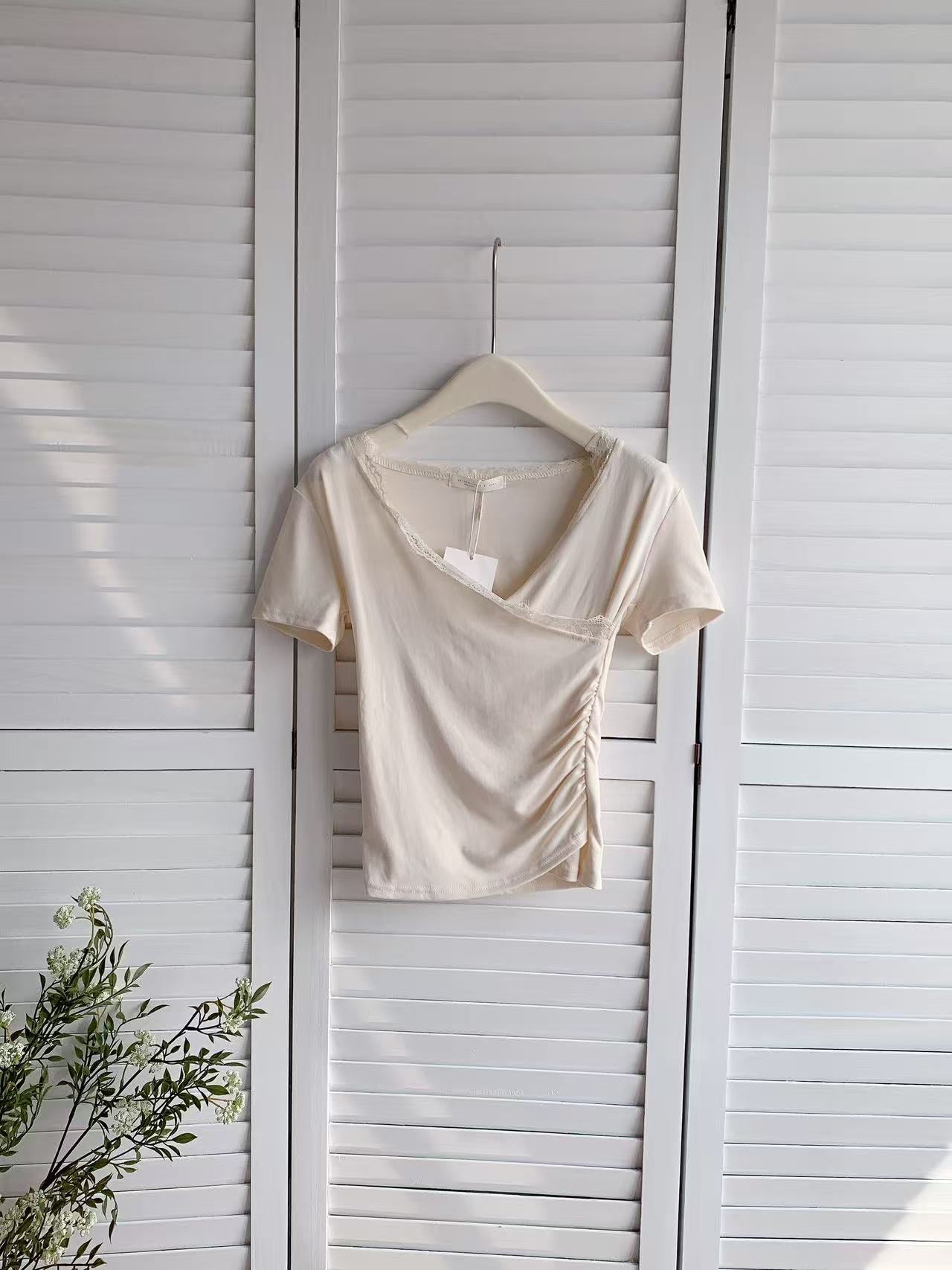 HELLO MILK TEE- 86146 V領小衫