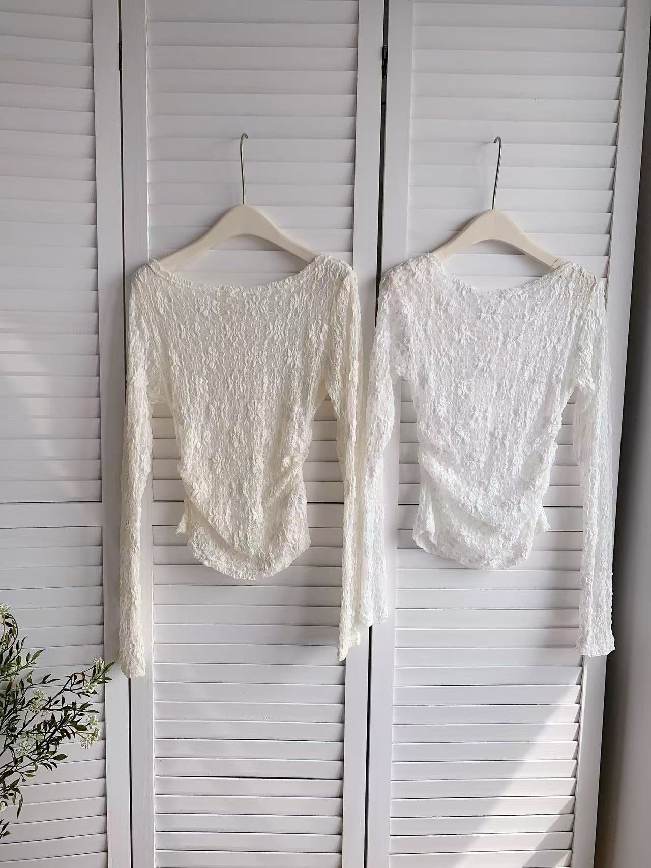 HELLO MILK TEE- 86109 蕾絲小衫