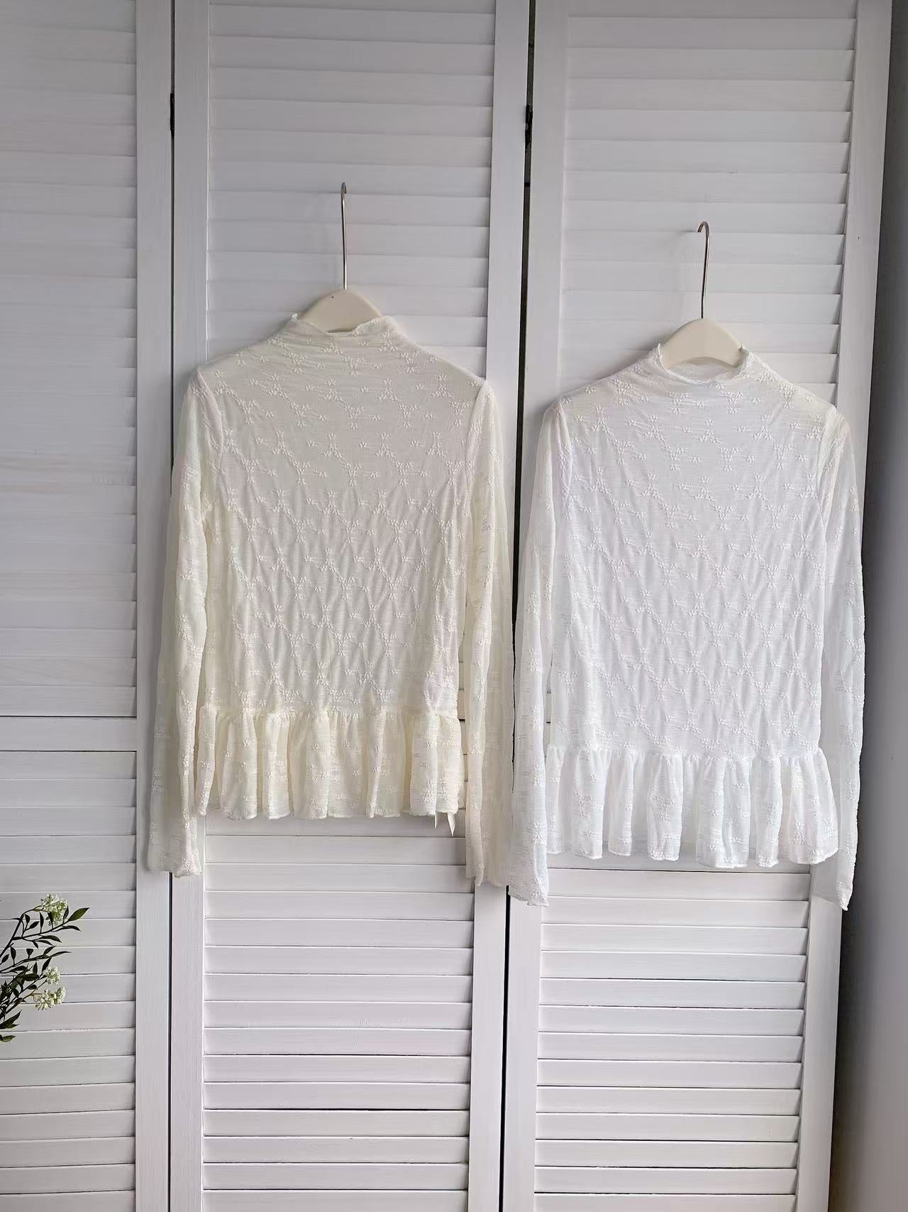 HELLO MILK TEE- 86189 蕾絲打底衫