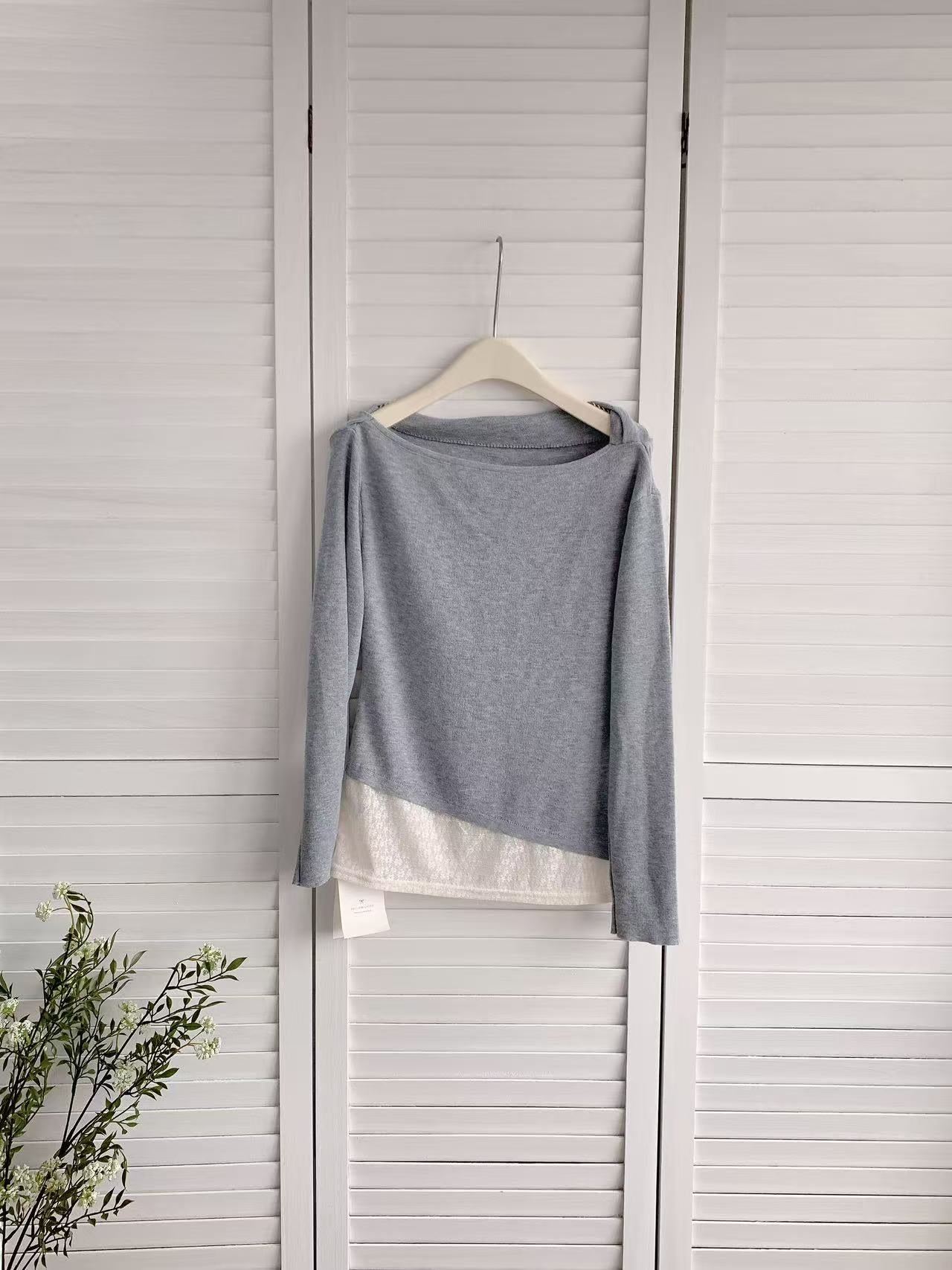 HELLO MILK TEE- 86176 蕩領上衣