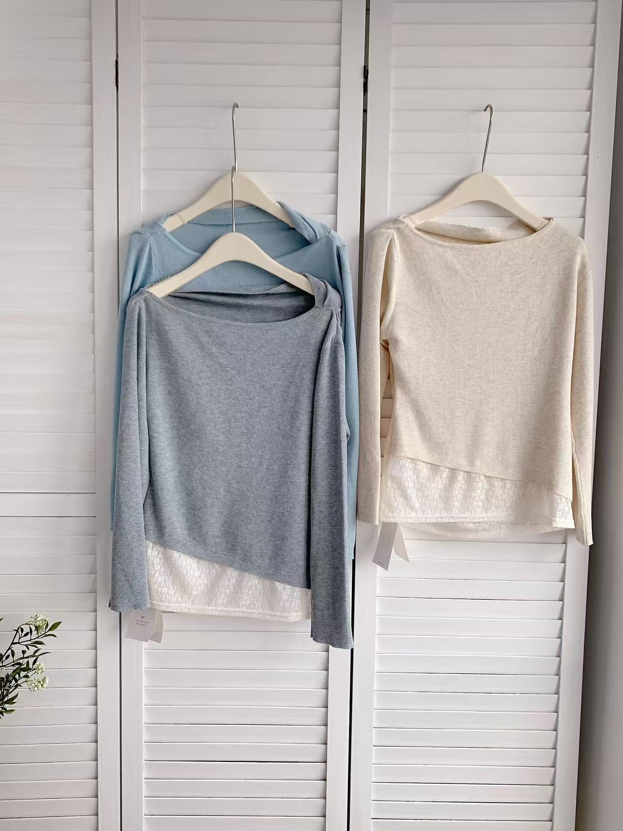 HELLO MILK TEE- 86176 蕩領上衣