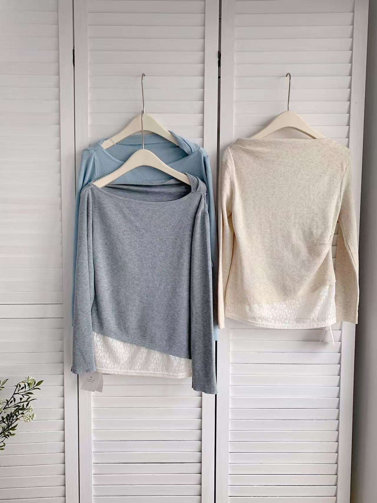 HELLO MILK TEE- 86176 蕩領上衣