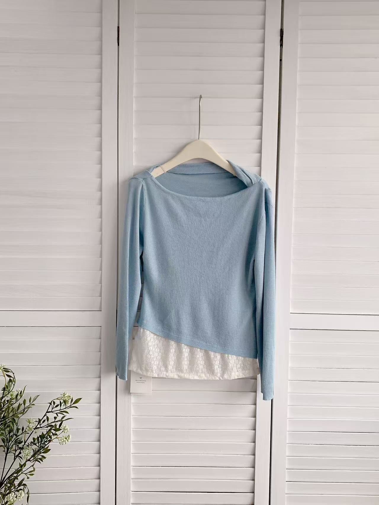 HELLO MILK TEE- 86176 蕩領上衣