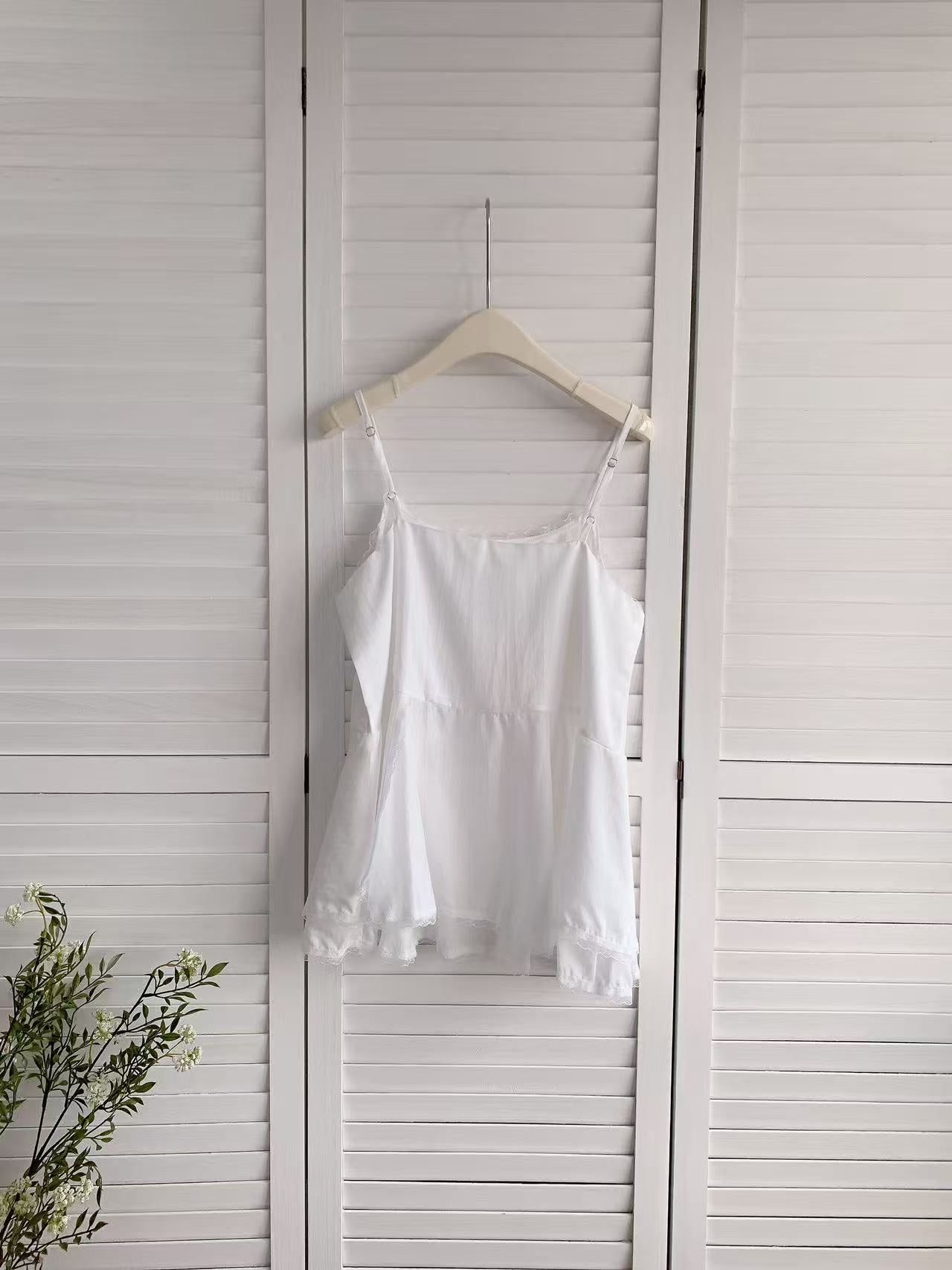 HELLO MILK TEE- 86119 拼接吊帶