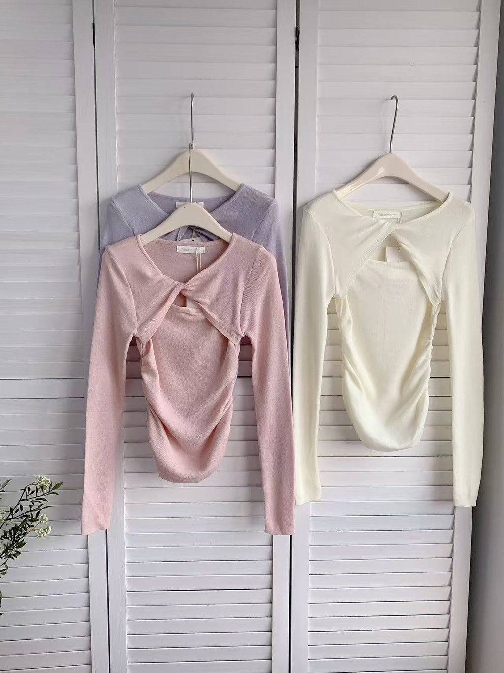 HELLO MILK TEE- 86050 長袖心口打結上衣