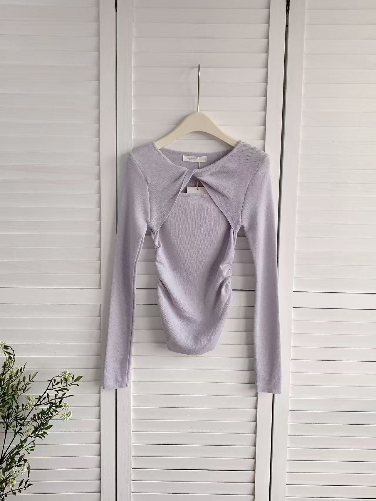 HELLO MILK TEE- 86050 長袖心口打結上衣