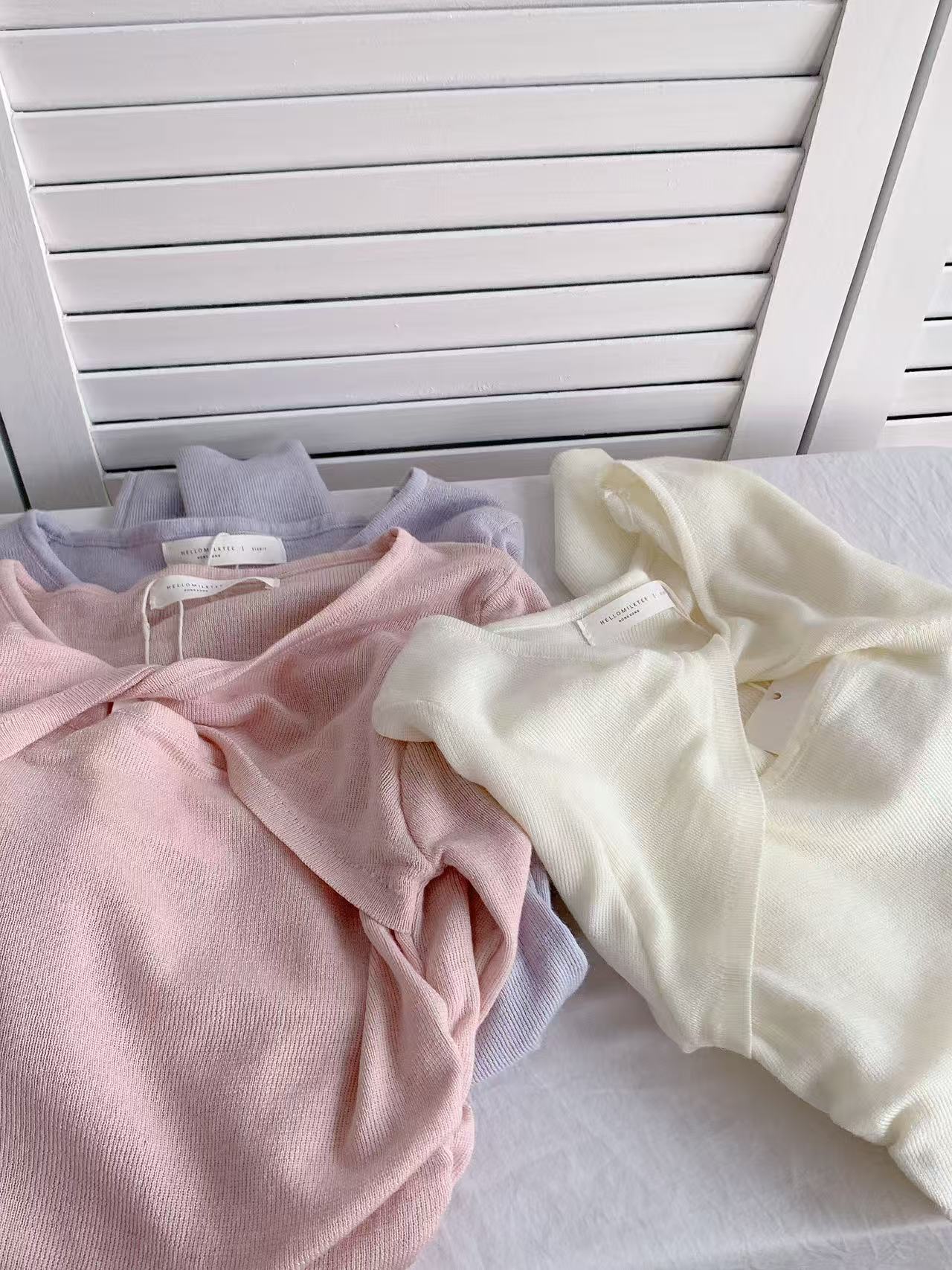 HELLO MILK TEE- 86050 長袖心口打結上衣