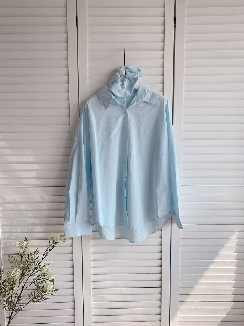 HELLO MILK TEE- 86120 純色襯衫 有發圈