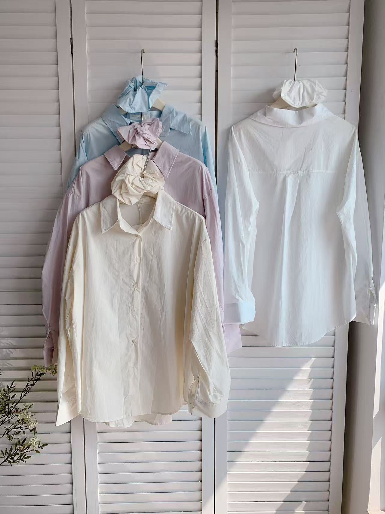 HELLO MILK TEE- 86120 純色襯衫 有發圈