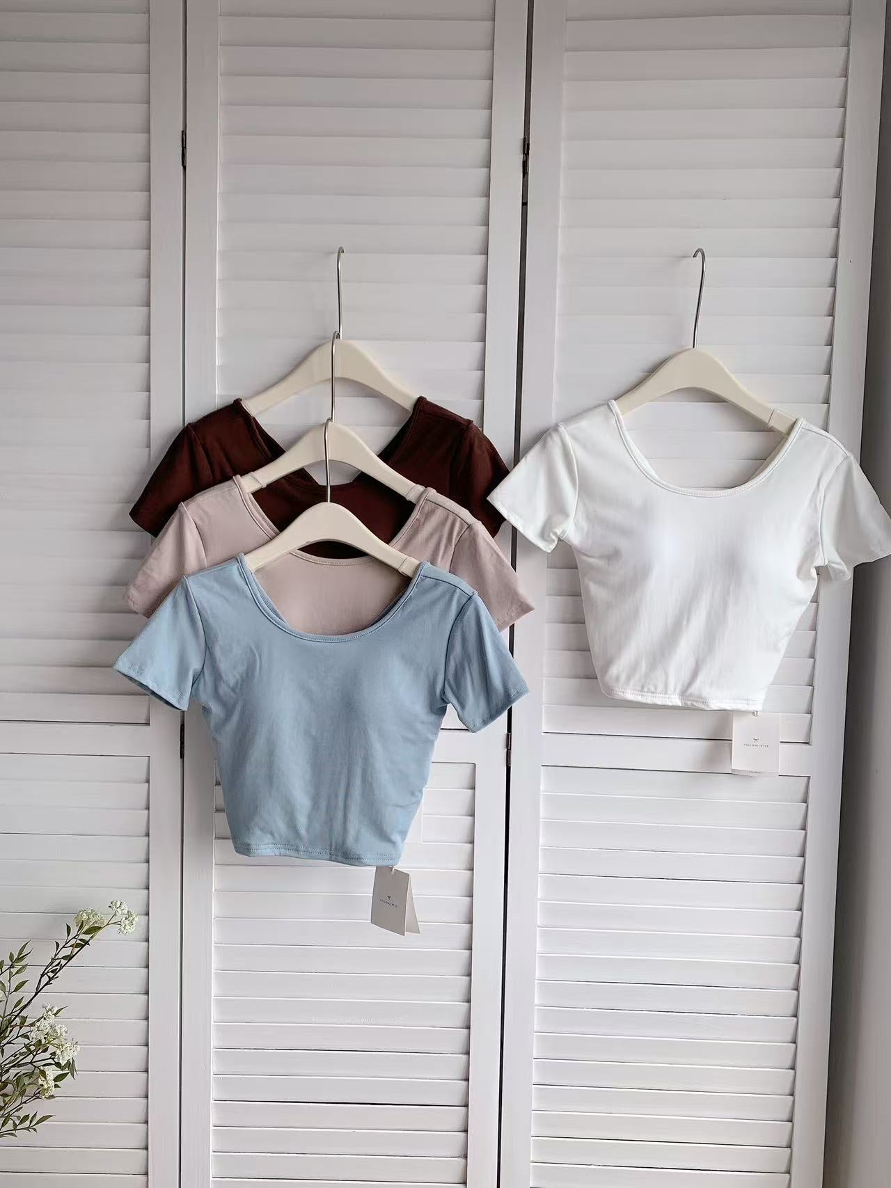 HELLO MILK TEE- 86016 背扭結有墊上衣