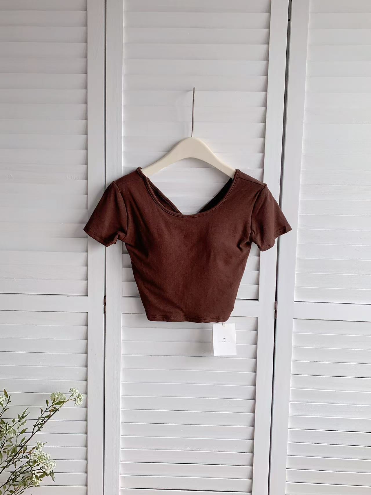 HELLO MILK TEE- 86016 背扭結有墊上衣