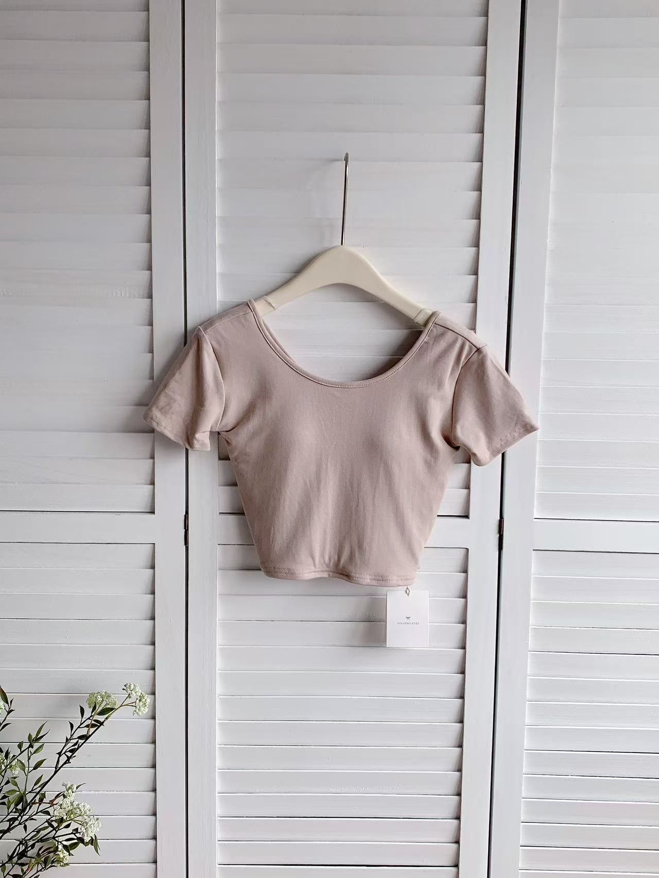 HELLO MILK TEE- 86016 背扭結有墊上衣