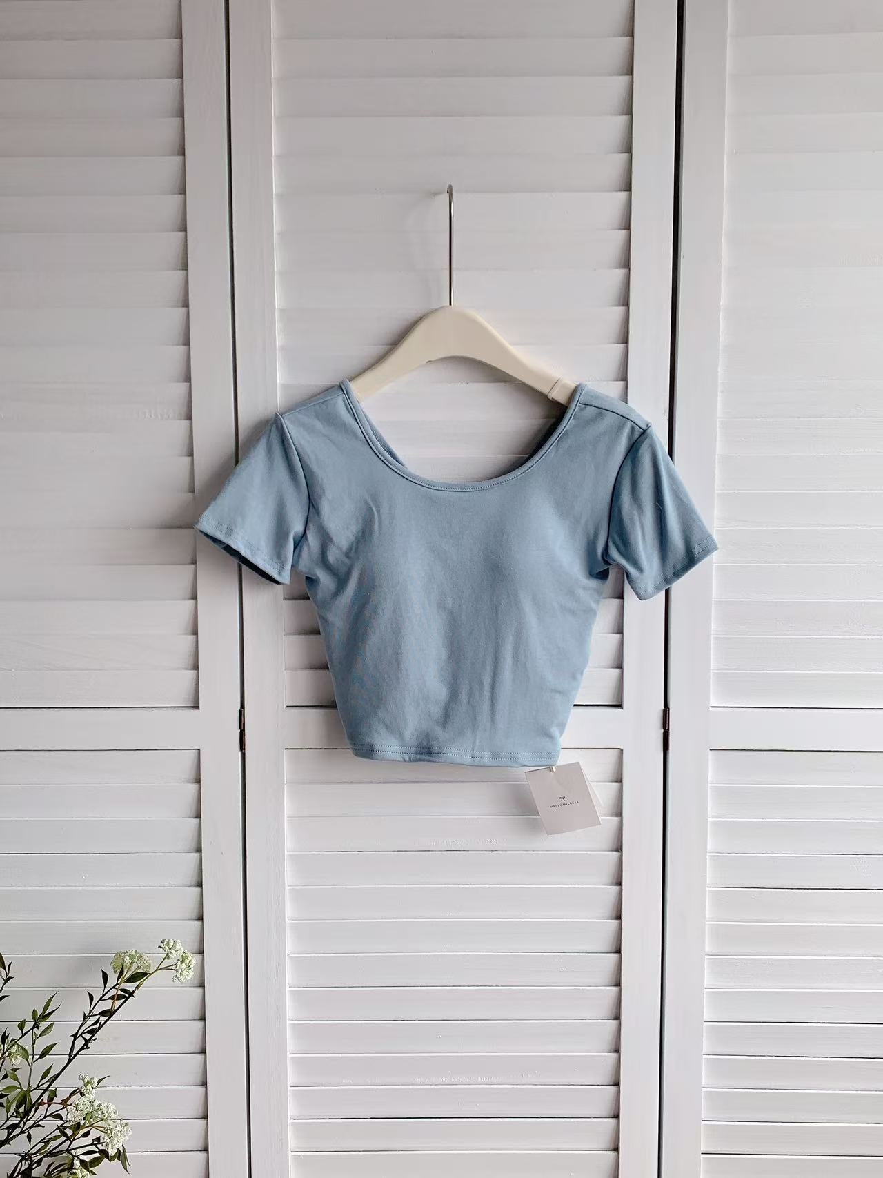 HELLO MILK TEE- 86016 背扭結有墊上衣