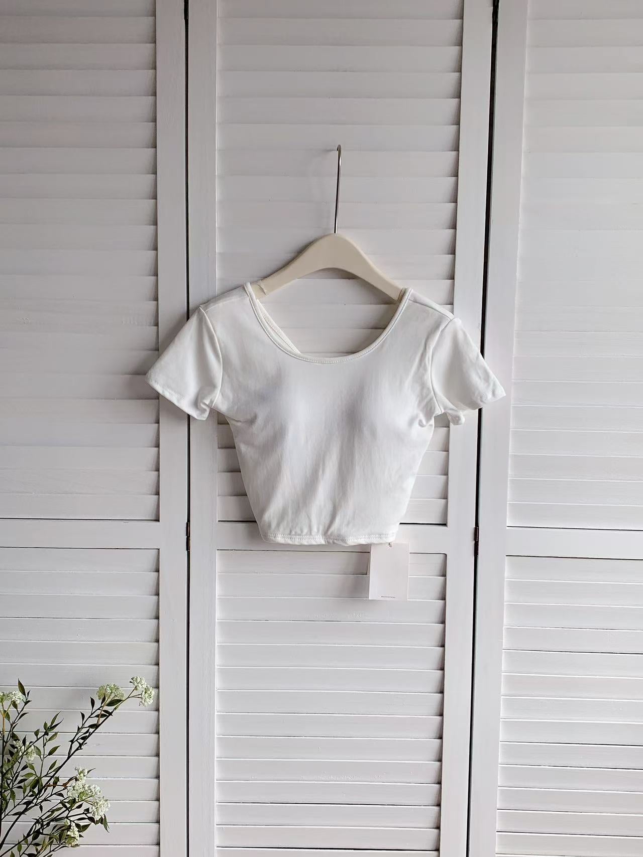 HELLO MILK TEE- 86016 背扭結有墊上衣