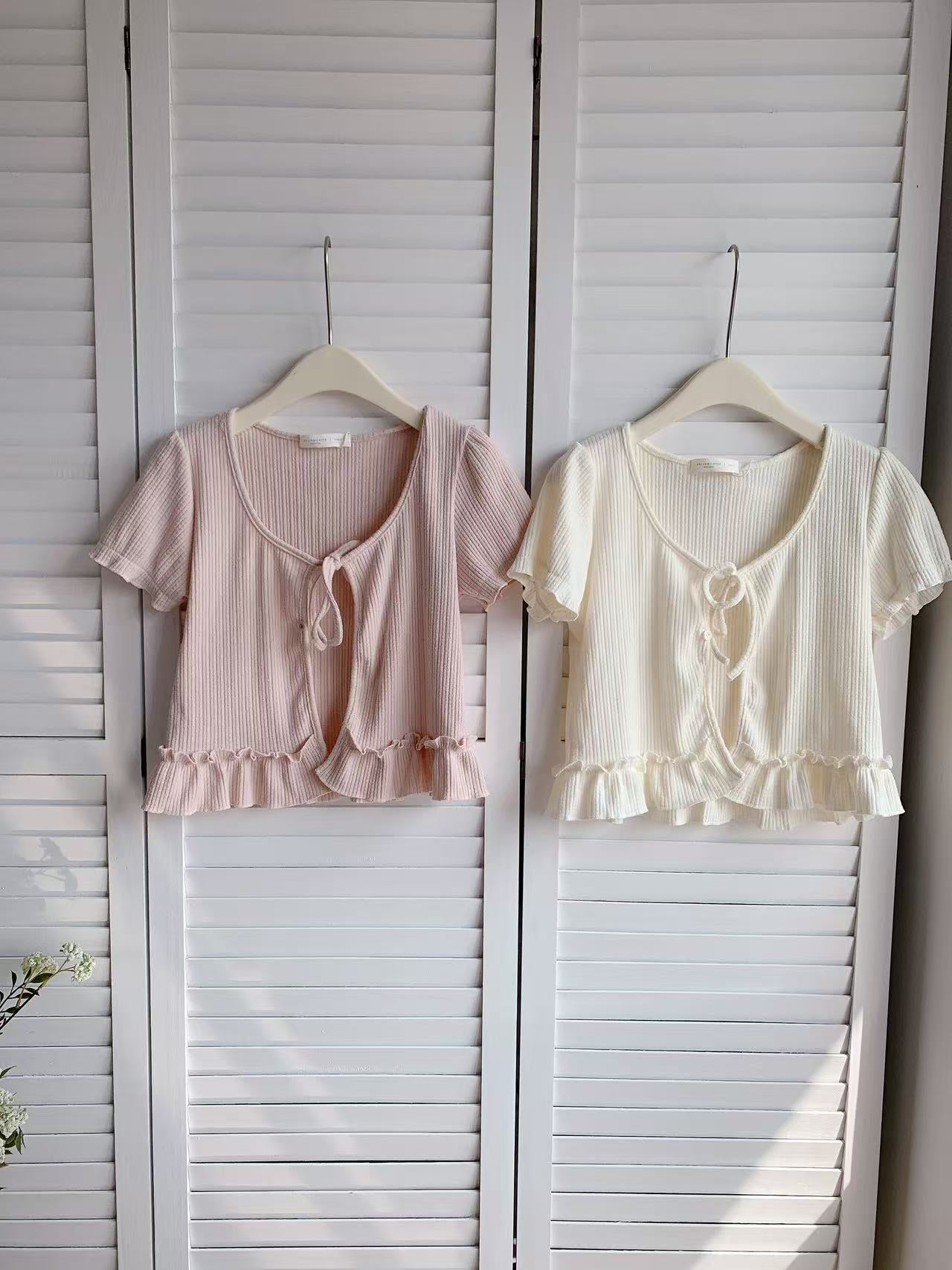 HELLO MILK TEE- 86174 綁帶上衣