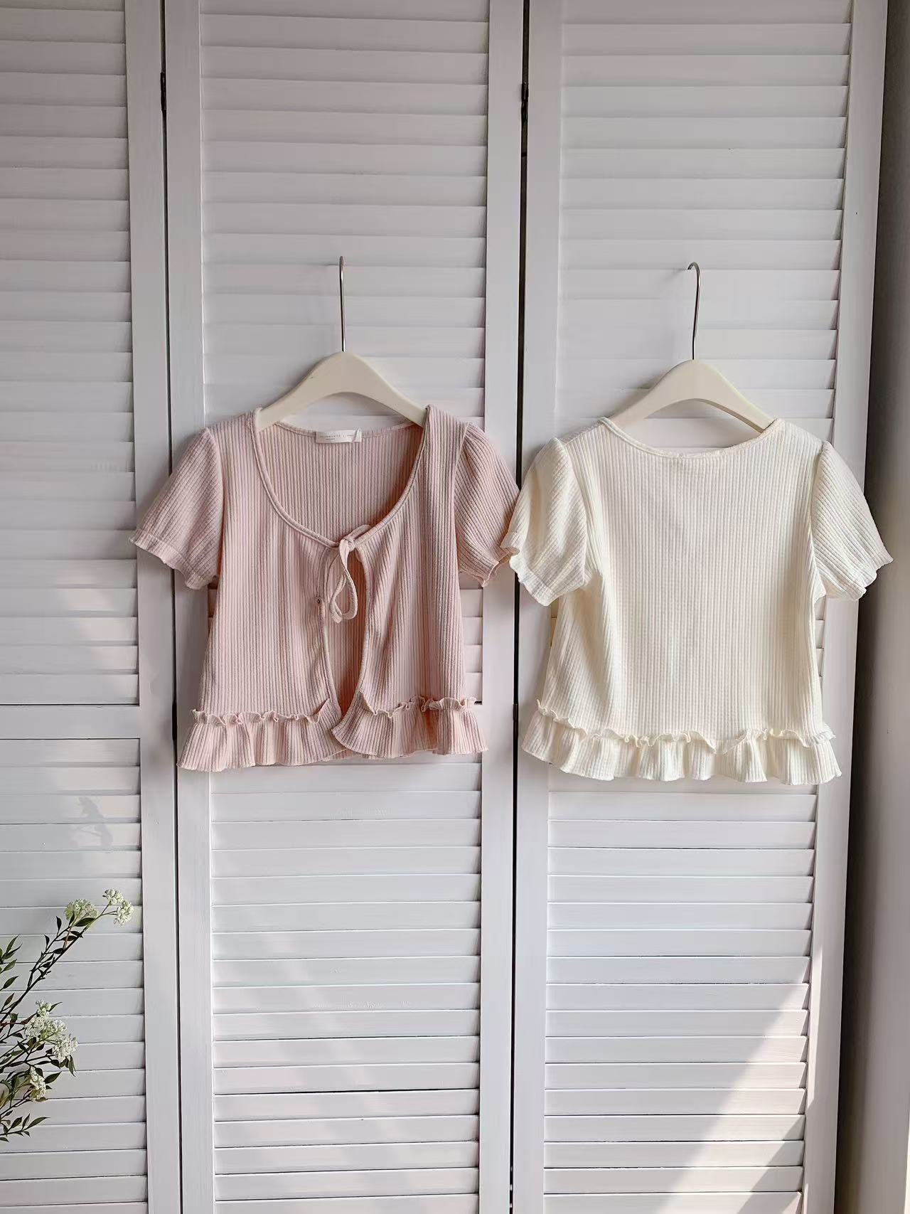 HELLO MILK TEE- 86174 綁帶上衣